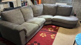 Ecksofa Stoff grau