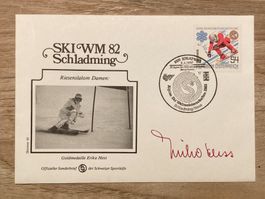 1982 SKI WM Brief mit ORIGINAL Unterschrift Erika Hess