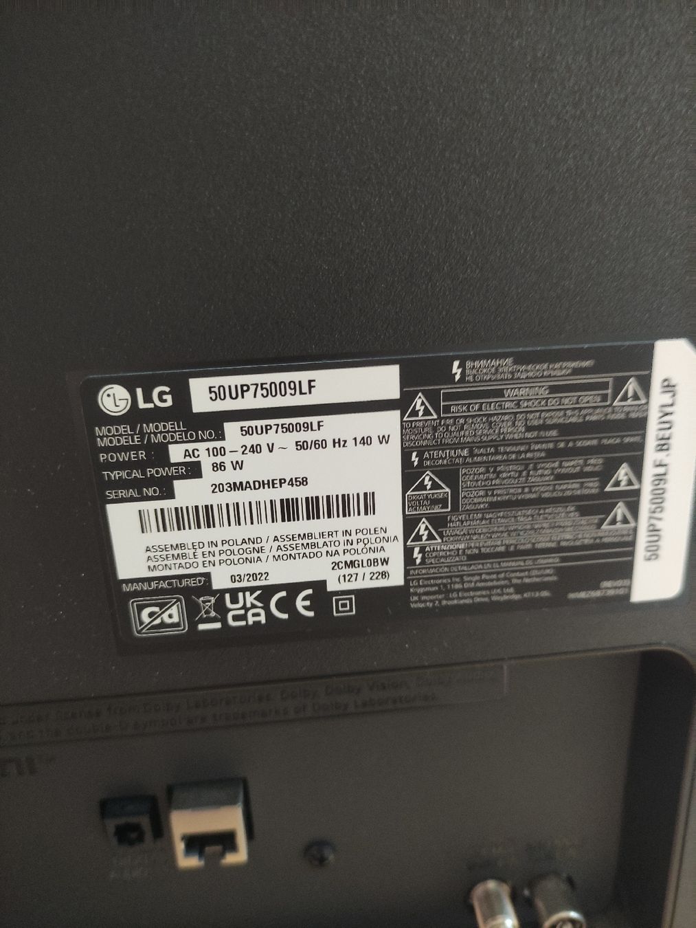 LG Televisori: LG 50UP7500 Powerboard – Usato da Bern venduto da unnaturalBlues 4