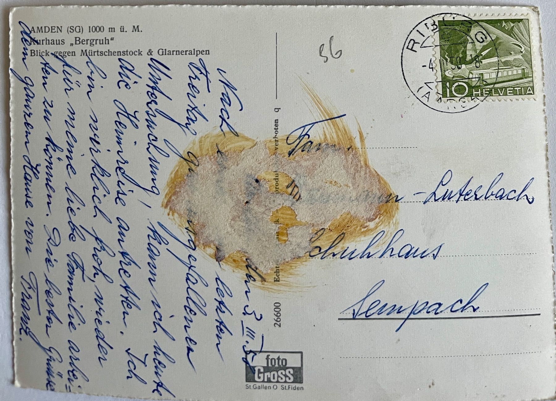 Ansichtskarten: AMDEN - Winter - Kurhaus "BERGRUH" 1958 – Gebraucht aus Lutry von Ediego 1
