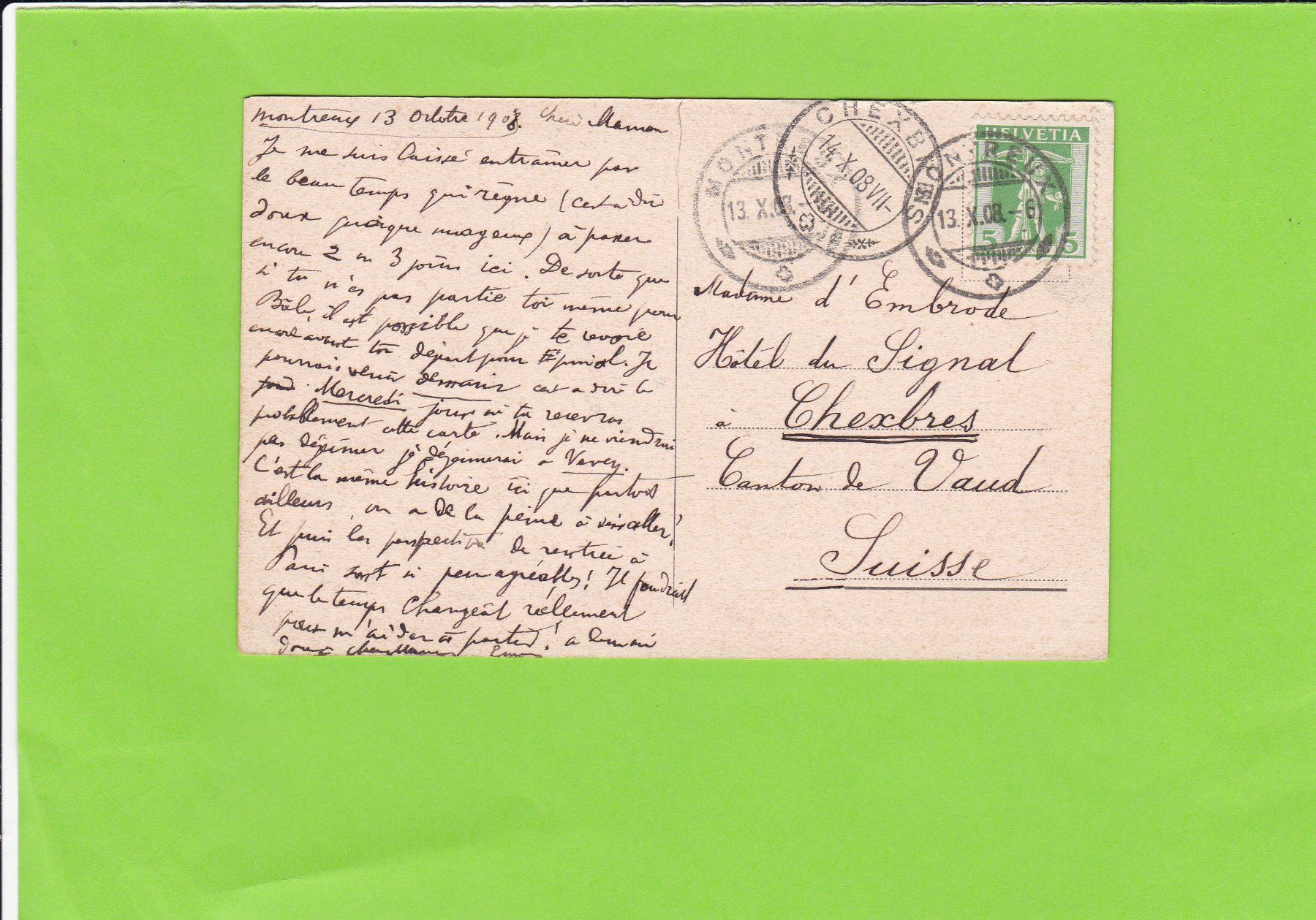 Cartes postales: Baie de Chillon---1908 – D'occasion à St. Peterzell par neckertal 1
