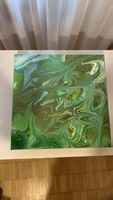 Einzigartiges Kunstwerk - Grüne Marmorierung auf Leinwand!