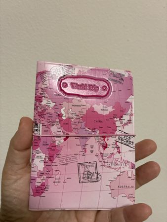 Reisepasshülle World Trip rosa mit Motiv guter Zustand