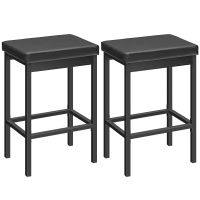 Barhocker 2er Set gepolstert 63 cm schwarz Metall Kueche