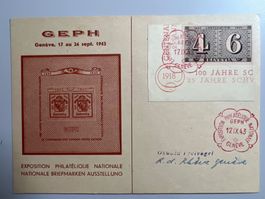 1943 GEPH Genf  Offiz. Karte ET  mit W15