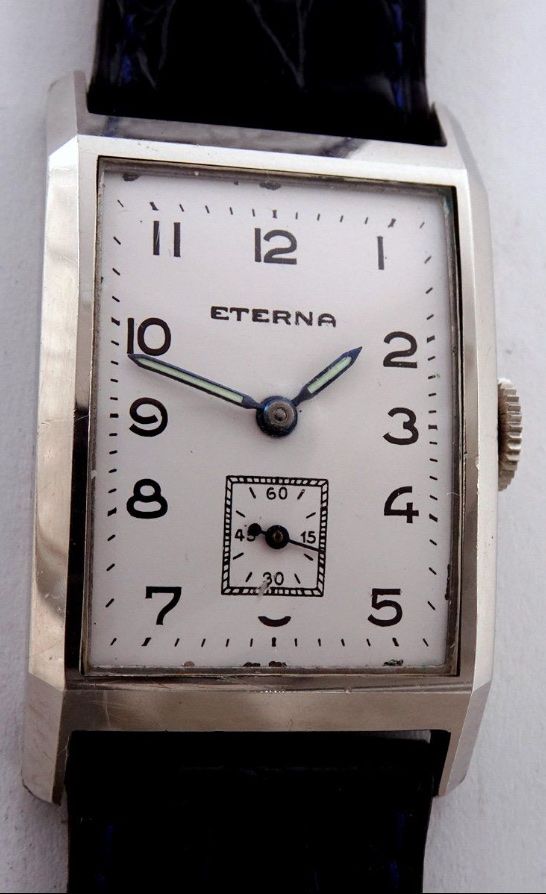 Eterna Orologi: 1940er Vintage Eterna Rectangular mechanisch – Usato da Untersiggenthal venduto da TimeandShine 8