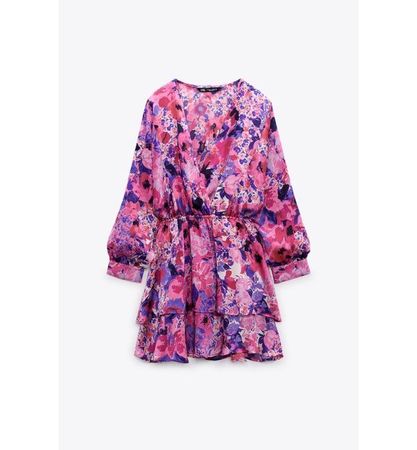 Zara Kurzes Kleid satiniert m. Rüschen Gr.S in Pink