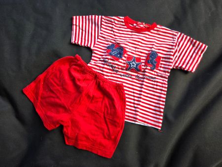 Ensemble short + t-shirt  rouge 18 mois  80 cm
