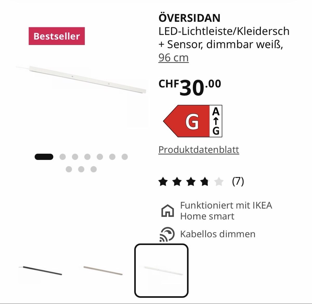Ikea Lampade: 4 x Översidan Schrankleuchte Ikea – Nuovo e nell'imballaggio originale da Zürich venduto da Securesale24
