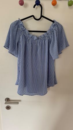 Sommer Bluse, schulterfrei, gestreift, Gr. M
