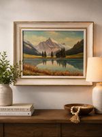 Ölgemälde Alpenlandschaft mit See – signiert – 75 × 60 cm