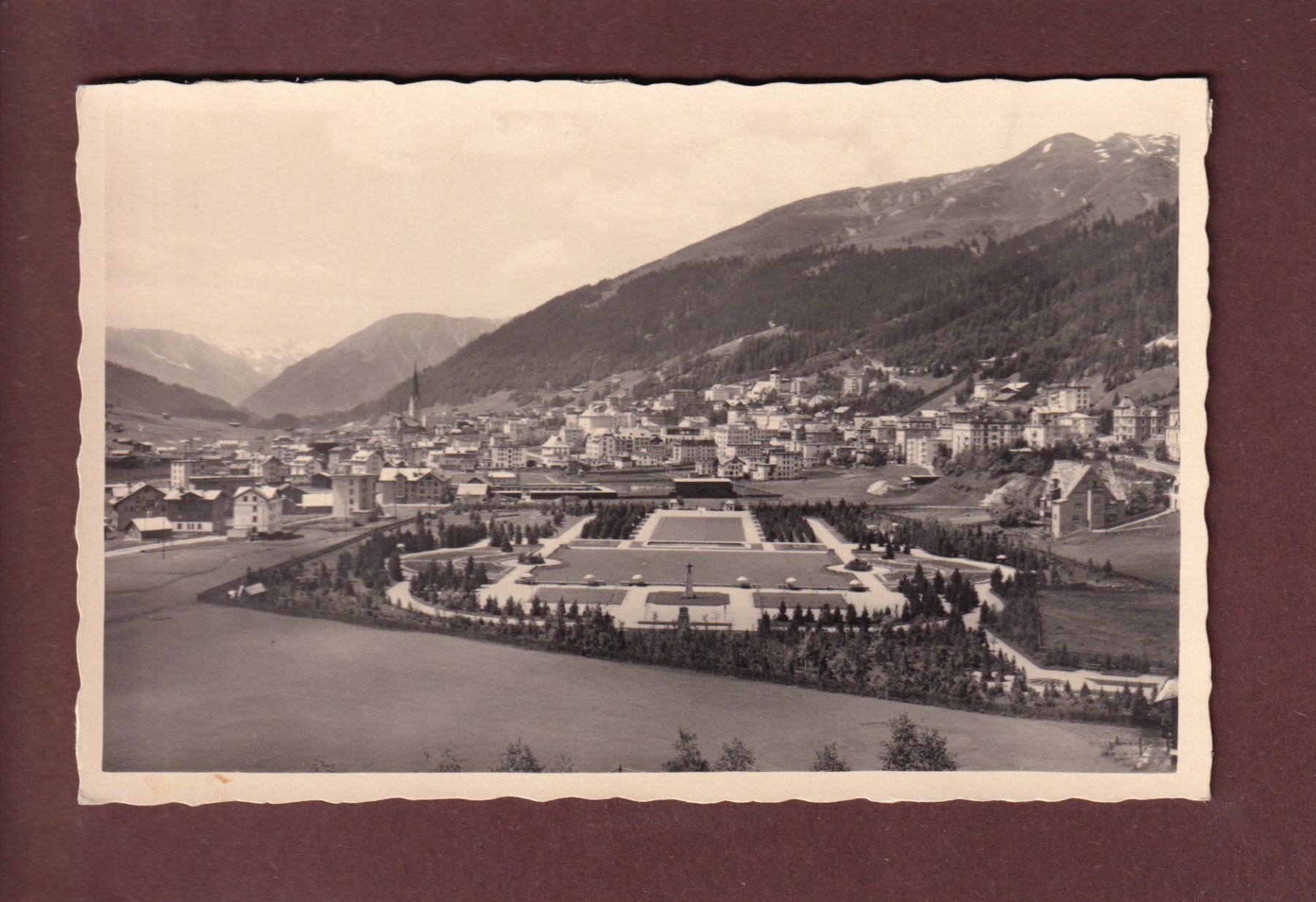 Ansichtskarten: DAVOS-PLATZ - Kurpark - 1933 – Gebraucht aus Pully von nicecards