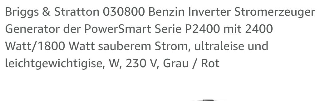 Stromgeneratoren: Briggs & Stratton Inverter Stromerzeuger Generator P2400 – Neu und originalverpackt aus Densbüren von H-76 8