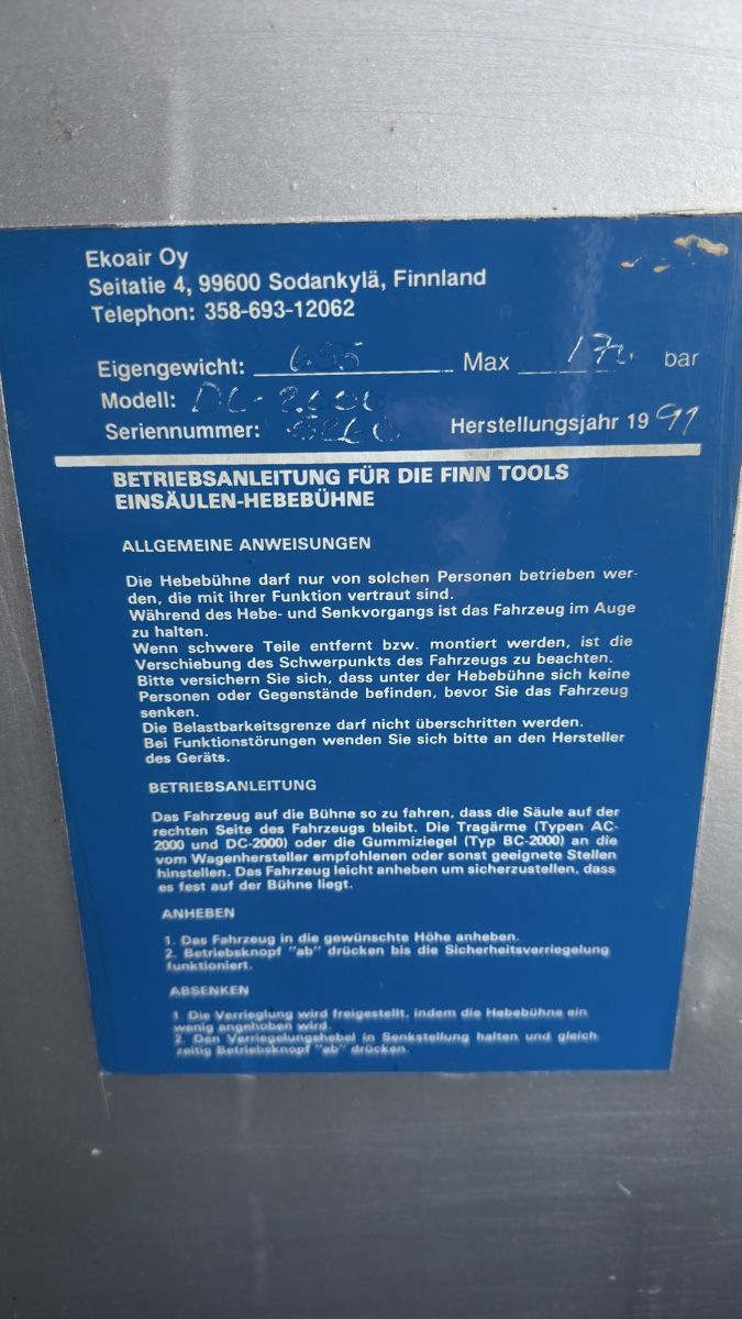 Piattaforme elevatrici & Crick: 1-Säulen Lift 2000kg – Usato da Meyriez venduto da Matta64 4