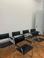 6 Freischwinger-Stühle aus Leder und Chrom