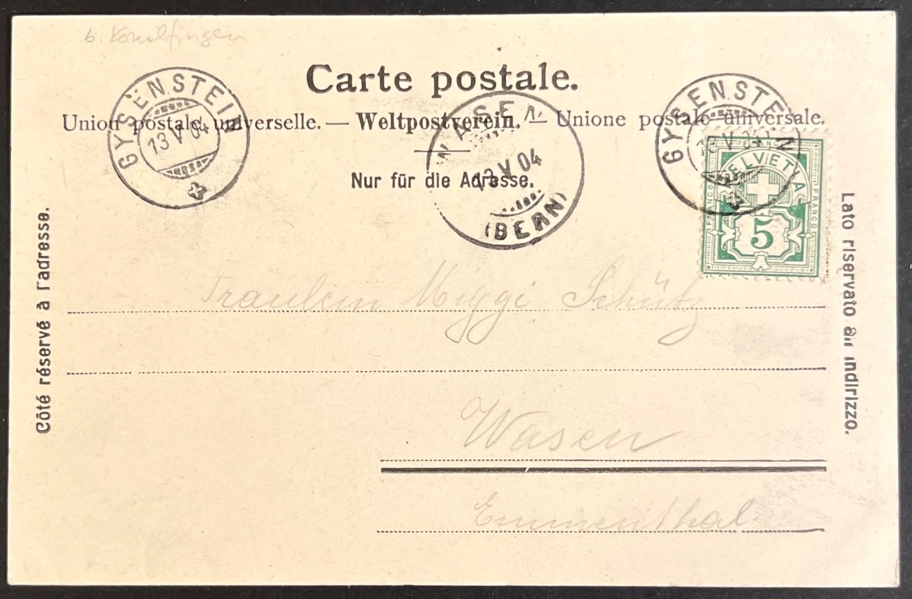 Cartoline postali: 2-bildrige AK: Gruss aus Ballenbühl, BE 1904 – Usato da Bern venduto da felberunderground 1