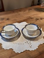 2 Moccatassli mit.blauem Randdekor
