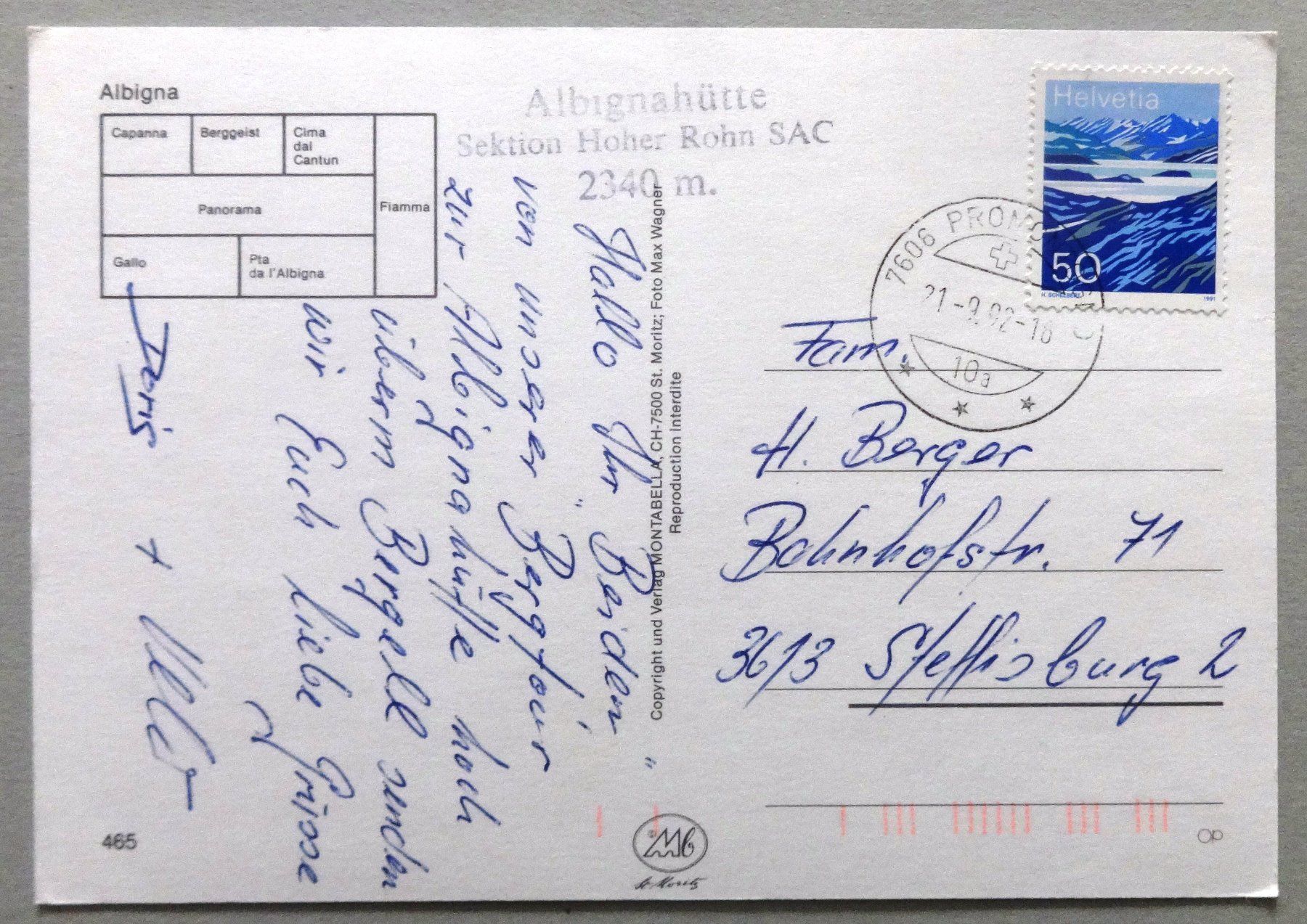 Cartoline postali: Albigna – Usato da Fétigny venduto da Billy2miny 1