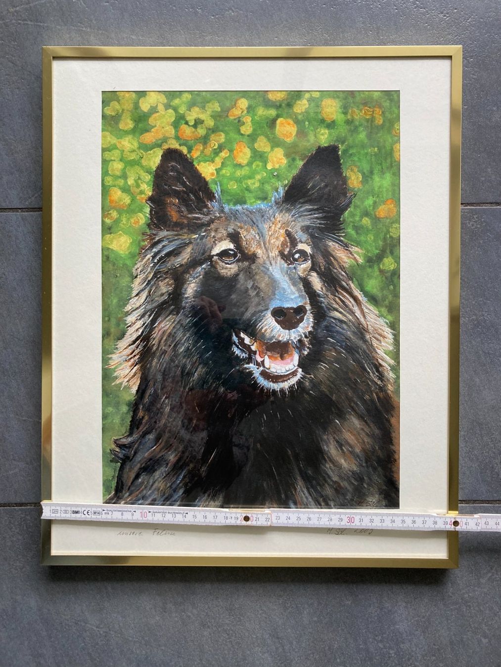 Dipinti: GEMÄLDE  Hund  Schäfer  monogrammiert 2003  gerahmt / Glas – Usato da Subingen venduto da ArtBead 4