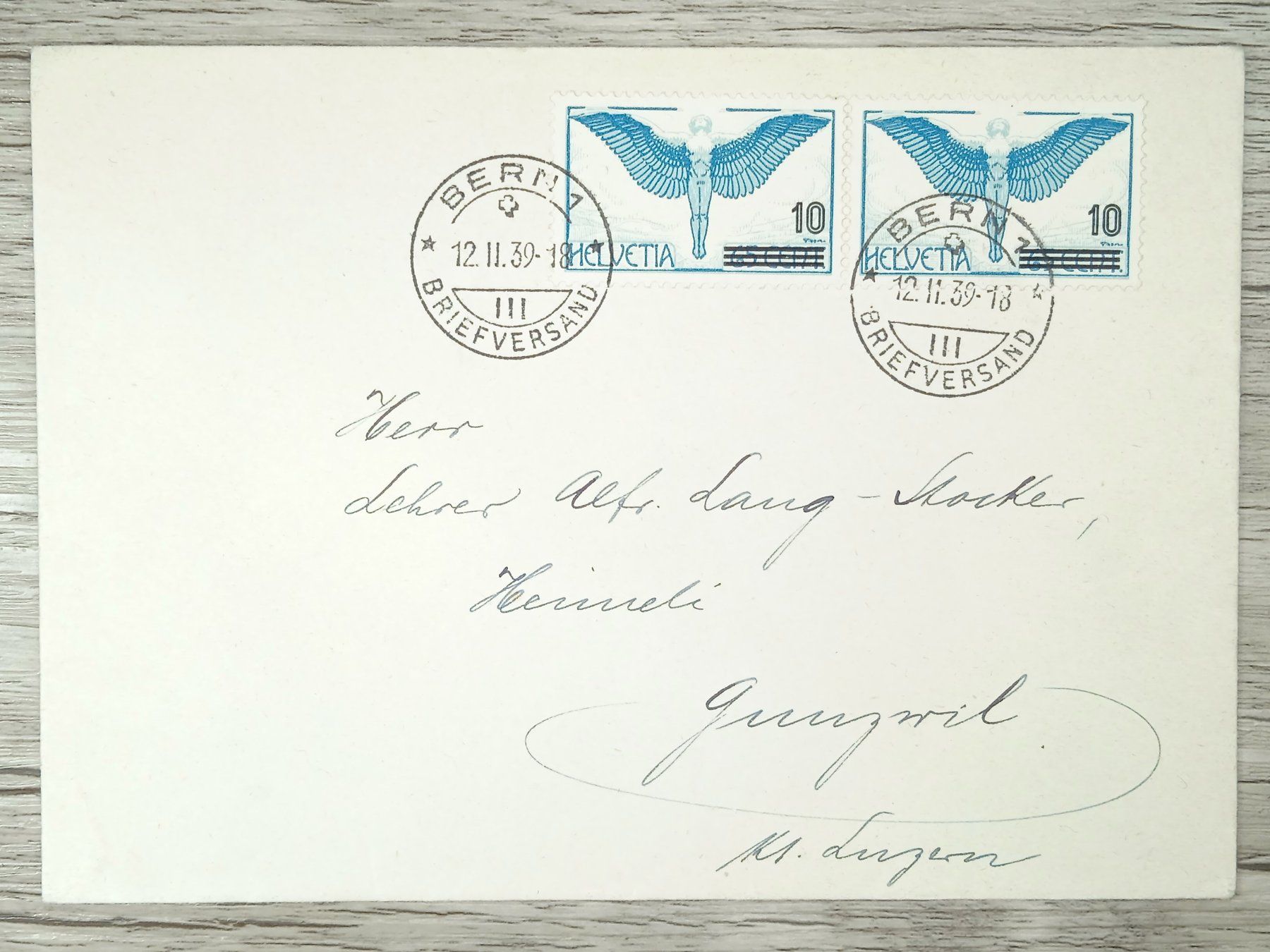Tutti i francobolli: TR10 Enveloppe + Timbre Suisse 1939 – Usato da Cousset venduto da Patrick_Collections