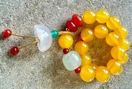 Feng Shui Armband gelber Achat mit Hulu-Glücksanhänger
