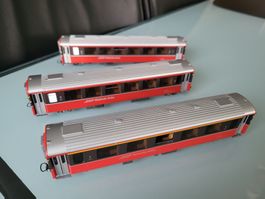 H0m  Bemo  RhB  3 Stk. Bernina Express Personenwagen