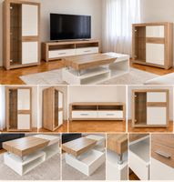 Wohnwand Set Holzoptik Weiss neuwertiger Zustand