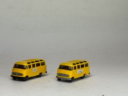 GB- Wiking zwei Mercedes L 319 Panoramabus mit Aufkleber