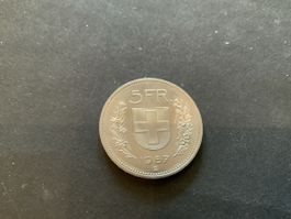 1967 FÜNFLIEBER SILBER  FAST STEMPELGLANZ 
