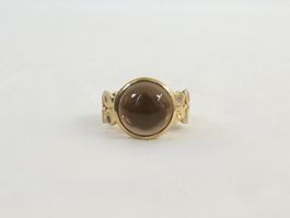 goldfarbener Silber-Ring mit braunem Schmuckstein