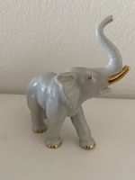 Süsser Deko-Elefant, Porzellan, Creme /gold, Top Zustand