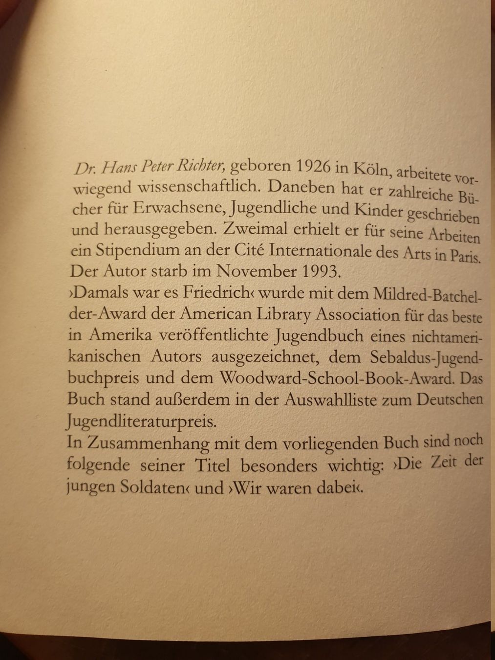 Libri: Damals war es Friedrich - Hans Peter Richter – Usato da Zürich venduto da loosebone 1