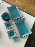 Keramik Geschirr Set, türkis, 9 teilig, neuwertig