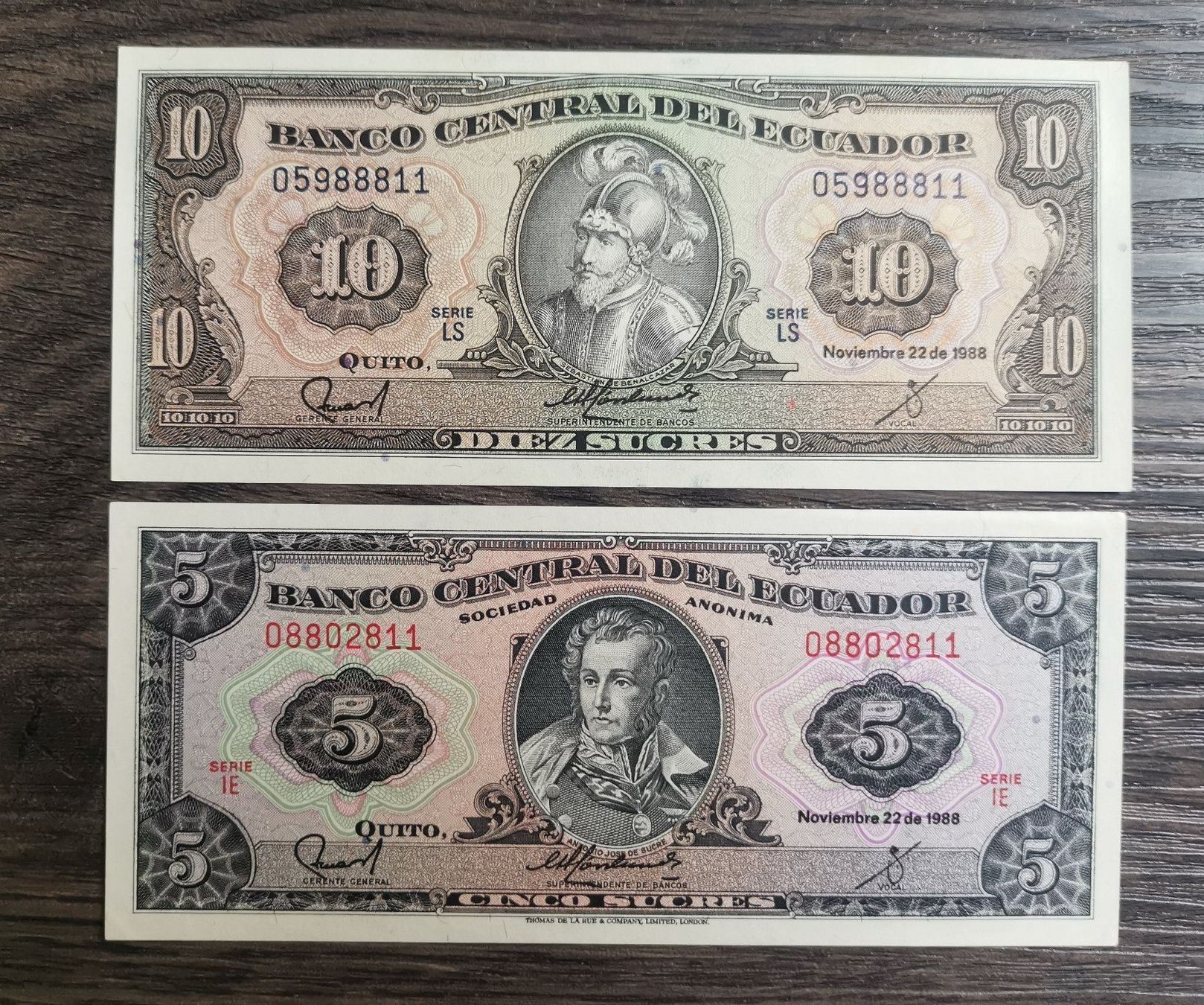 Billets de banque: Ecuador 5,10 Sucres UNC – Neuf (Voir description) à Cousset par Patricio77