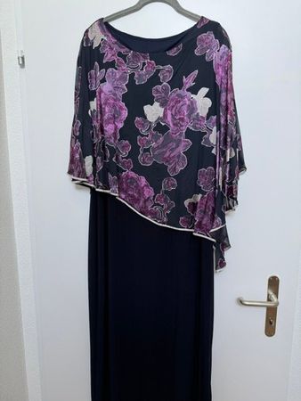 Festmode - Lila/Violettes Abendkleid mit Glitzerrand Gr. 46