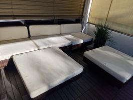 Garten Lounge Set Polyrattan mit Polstern neuwertig