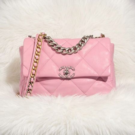 CHANEL 19 Flap Large Bag Leder Rosa
