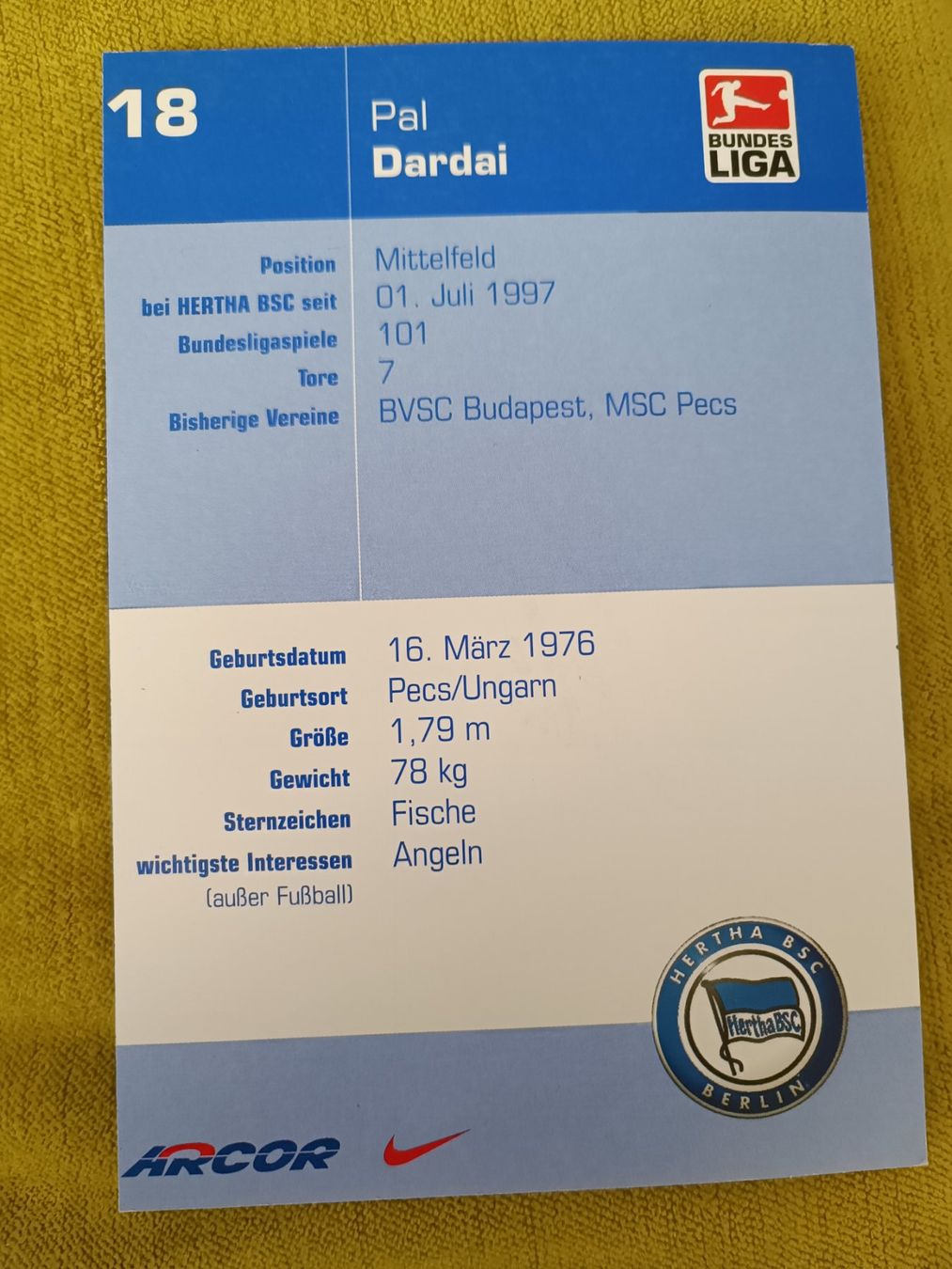 Autographes: Pal Dardai -  handsigniert – D'occasion à Menziken par Autogramme 1