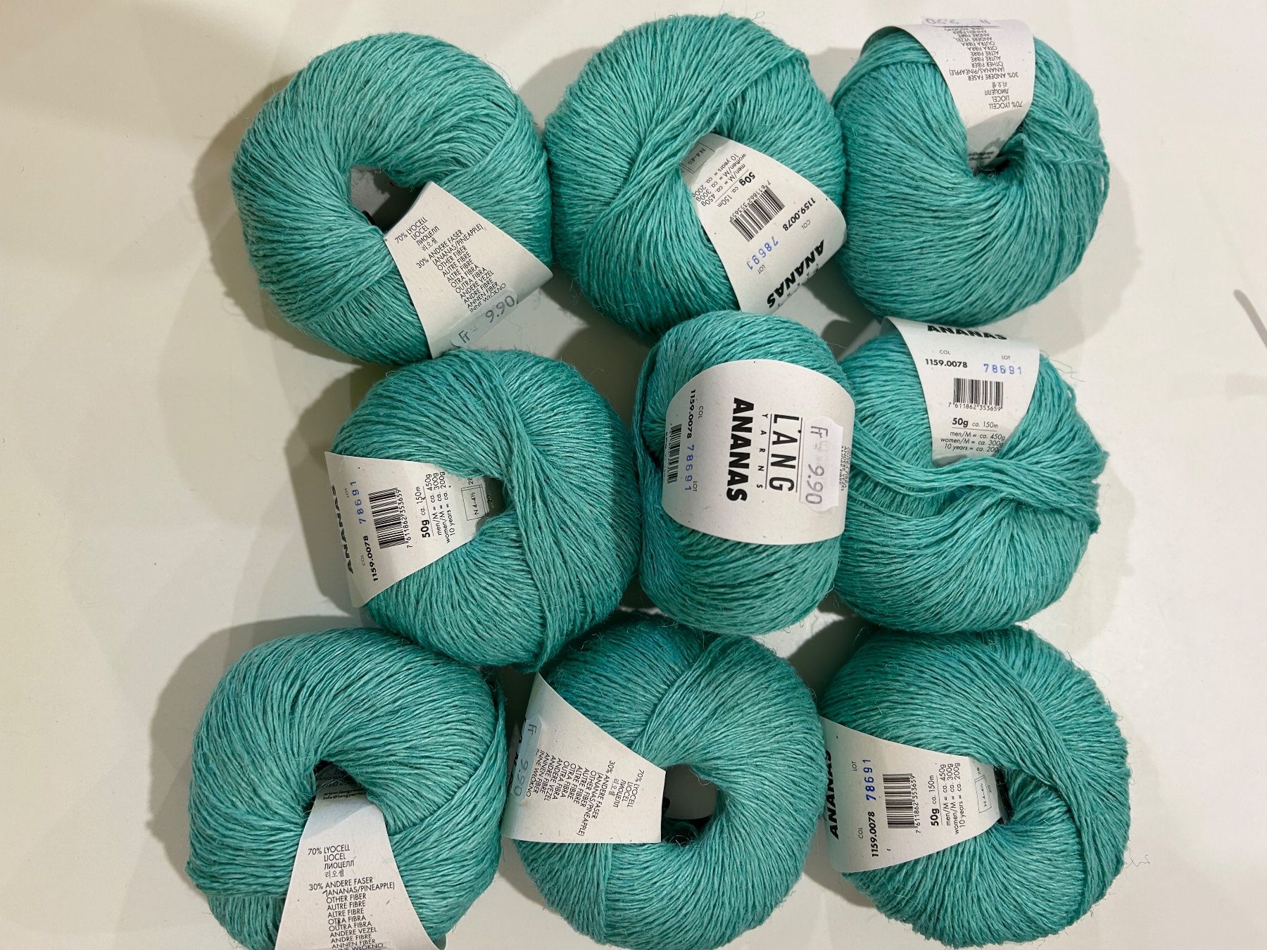 Wolle: 9 pelotes Ananas Langyarns – Neu und originalverpackt aus Bex von valetted