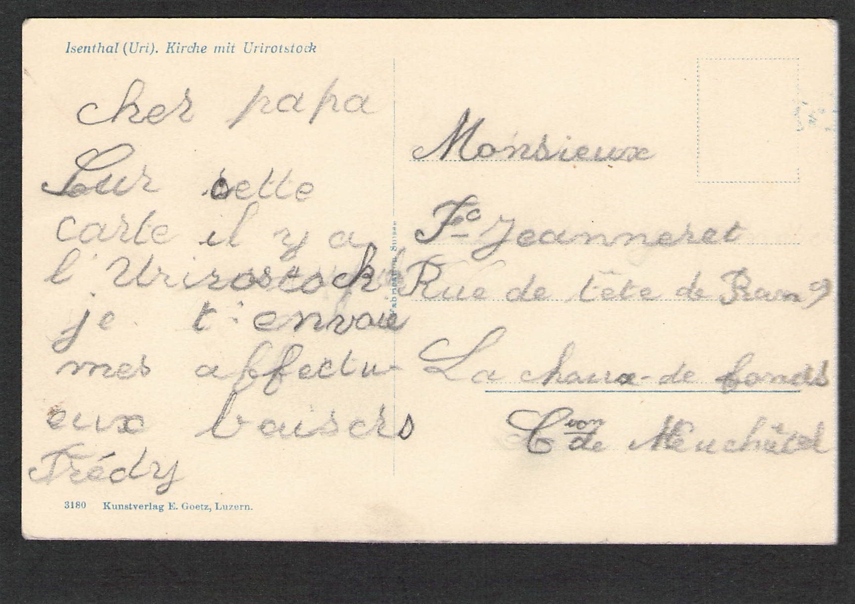 Cartoline postali: AK,UR Isenthal Kirche Urirotstock – Usato da Reichenburg venduto da Pipo-67 1