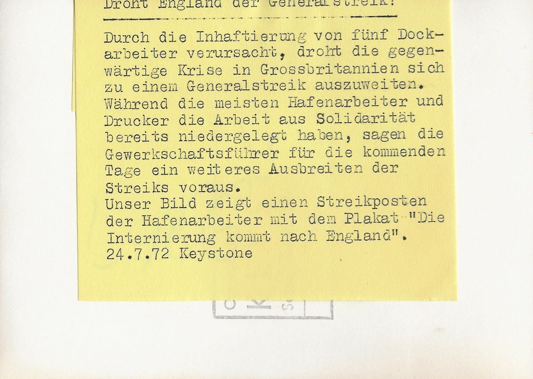 Poster & Bilder: England, bald Generalstreik?, 1972 – Gebraucht aus Frauenfeld von Merk52 1
