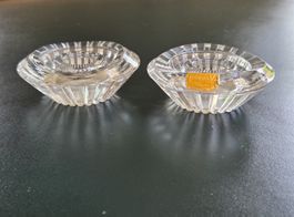 2x Vintage Bohemia Glass Kristall Kerzenhalter