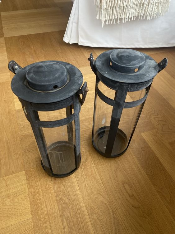 2 Metall Laternen Windlichter, zeitloses Design 4