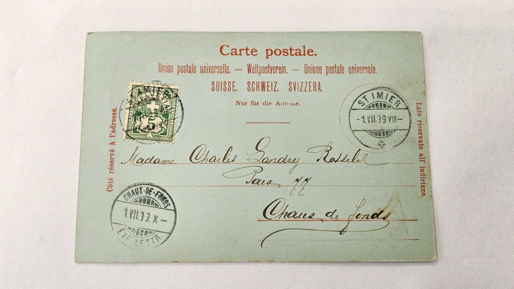 Cartoline postali: Ancienne carte postale, Saint-Imier 1899 – Usato da Malleray venduto da Frederic24 1