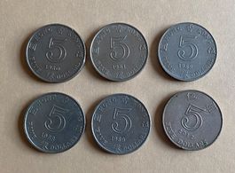 Pièce Hong Kong 5 dollar différentes années