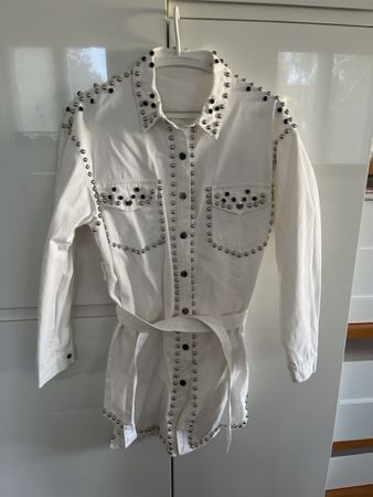 Camicia donna Jeans bianca con borchie taglia unica