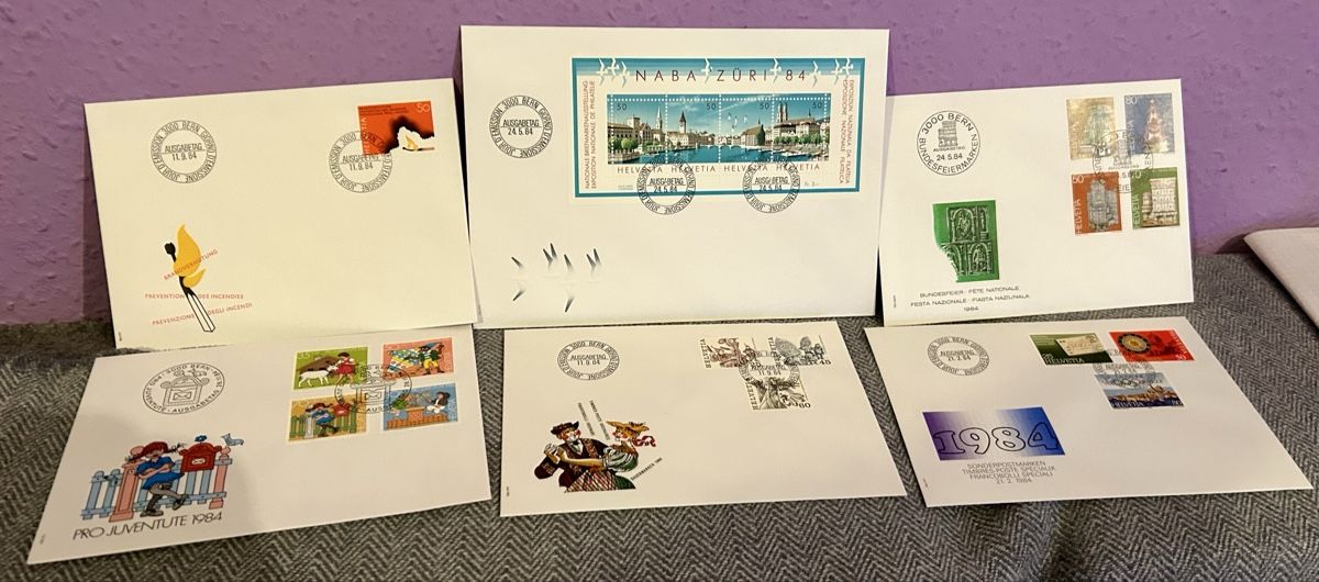 Tutti i francobolli: lot de FDC de 1984 Suisse – Usato da Petit-Lancy venduto da Pierre_le_voyageur