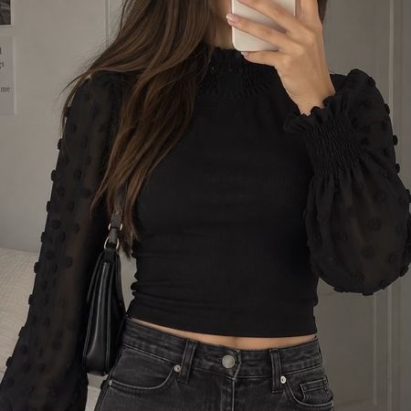 Damen Bluse schwarz Stehkragen gebraucht
