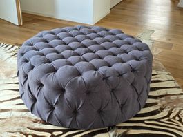 Pouf/seduta rotondo imbottito grigio, come nuovo! 100x39