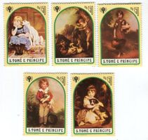 Briefmarken "Kinder & Hunde". São Tomé und Príncipe